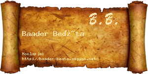 Baader Beáta névjegykártya